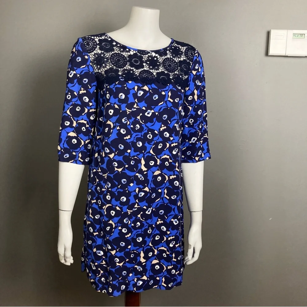 Boden dress size 8 lace mixed media floral blue black lace whimsigoth - Picture 6 of 9